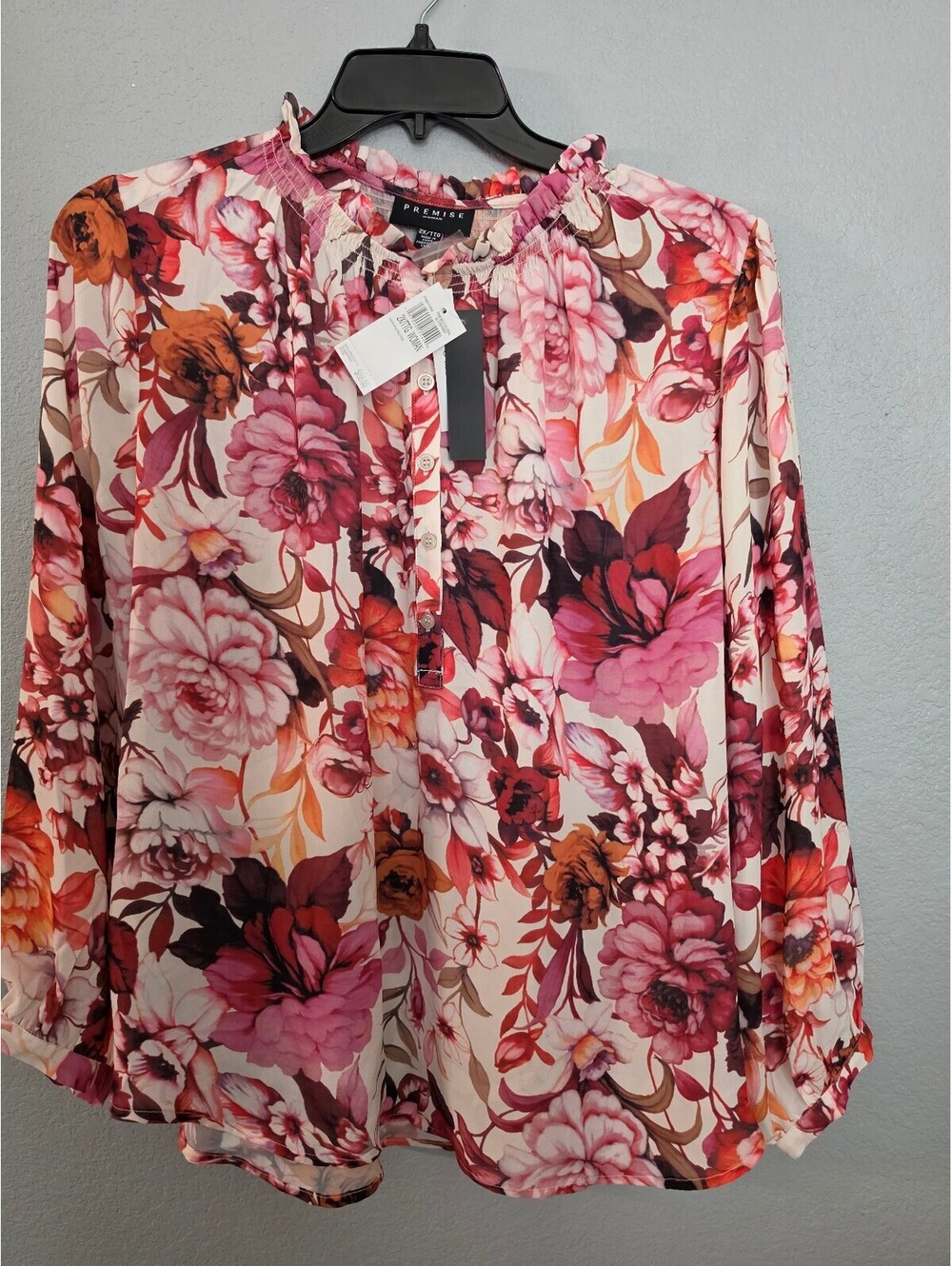 Premise Woman Floral Button-Up Blouse 2X